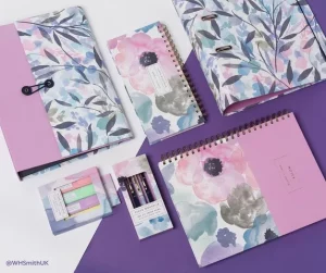 We love their stationery bundles, with matching notebooks, folders, and pens.