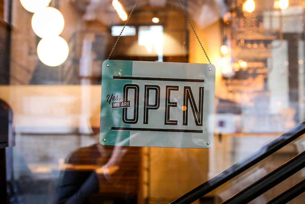 Open Sign in a store window