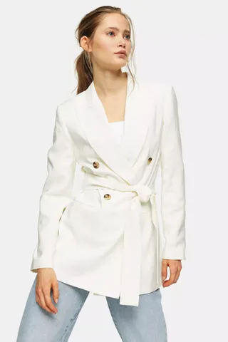ivory belted double breasted blazer 62ff1b4736c3847352eb2ca67418a490
