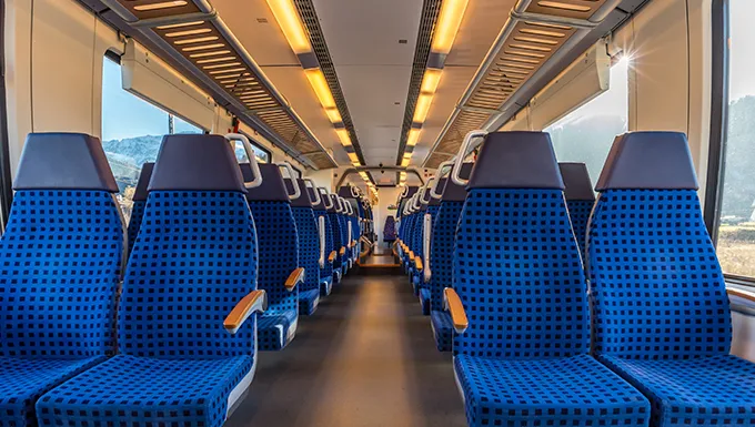 Inside of a modern train