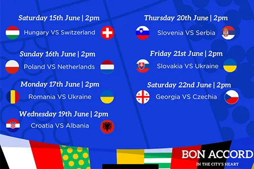 Euros Schedule at Bon Accord