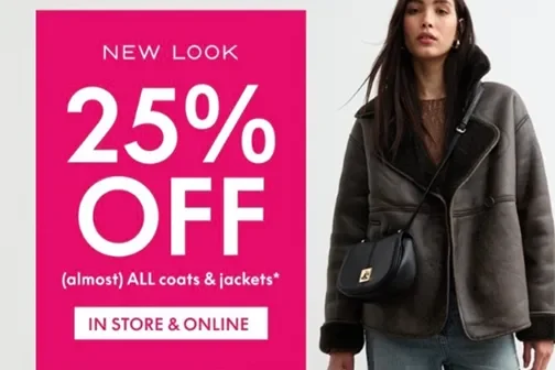 New Look are offering 25% off Coats and Jackets In Store