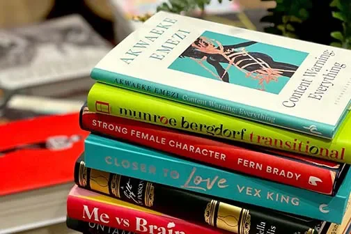 A selection of Waterstone books stacked on top of each other