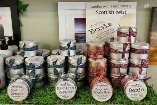 Forbes Gallery Scottish candles products on a table